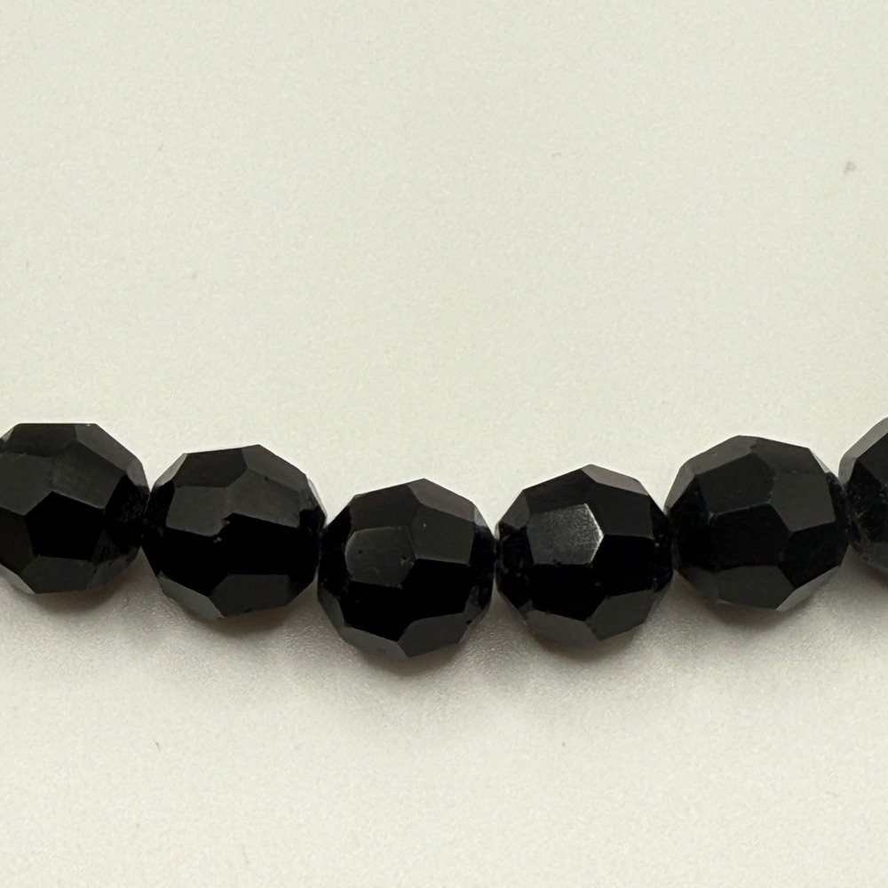 Vintage Faceted Black Glass Bead Necklace 18 Inch Decorative Box Clasp Jewelry - Picture 2 of 5